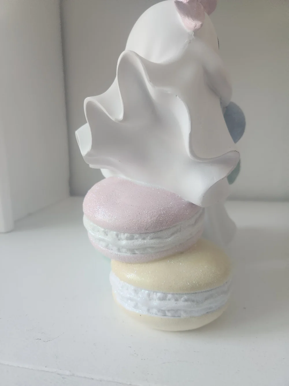 Pastel Ghost Tea Party Figurines - White with Pink, Blue & Mint Macarons